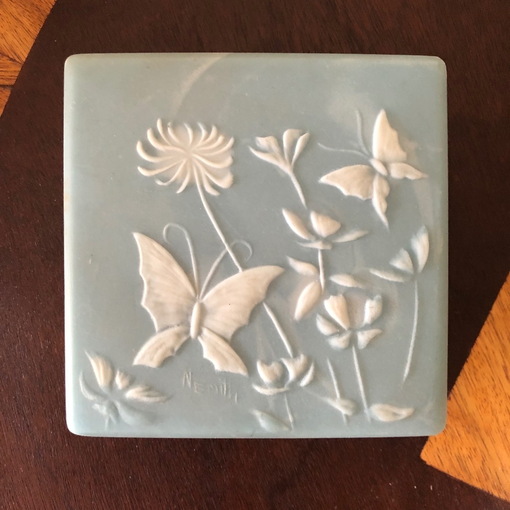 Blue Soapstone trinket/jewelry box